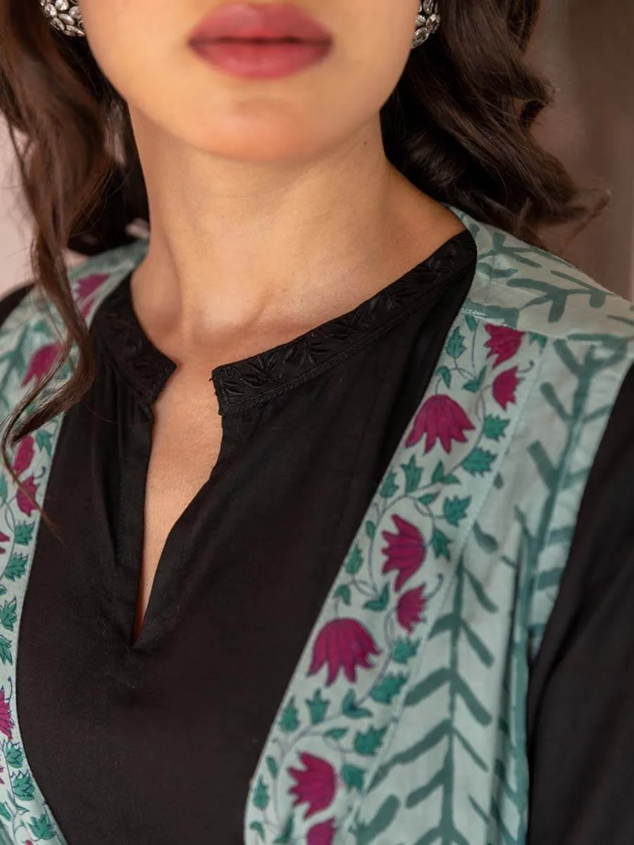 Black Embroidered Asymmetrical Top — image 2