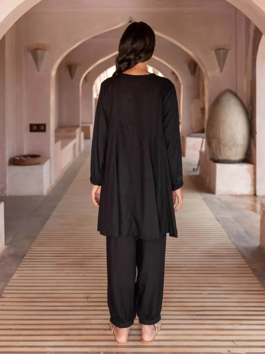Black Embroidered Asymmetrical Top — image 3