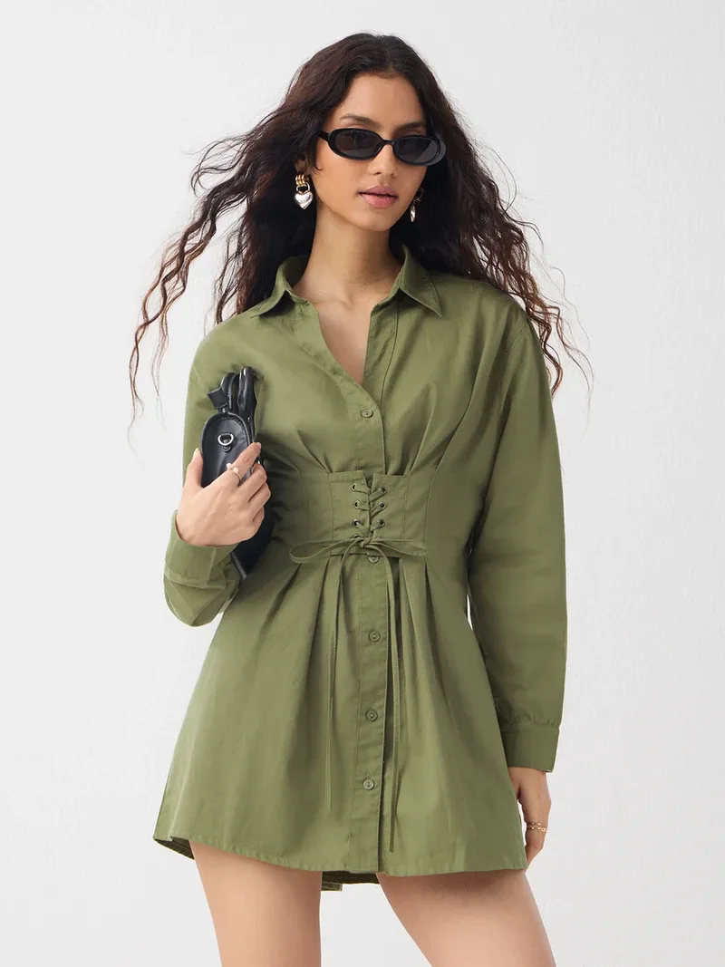 Corset-Shirt Dress: Nature