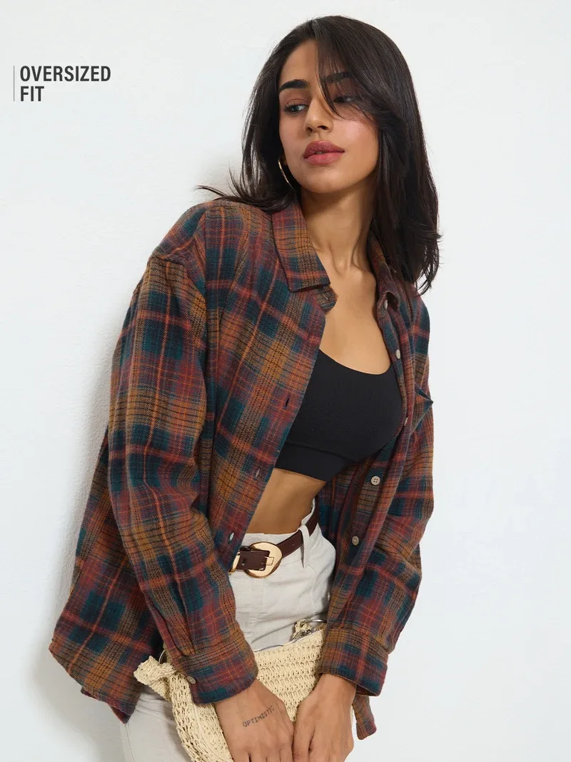 Plaid Shacket Prismark shirts oversized — image 3